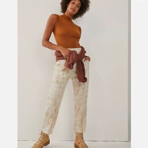 Anthropologie Mitra Relaxed Tie Dye Pants Cream Tan Women's Size 4